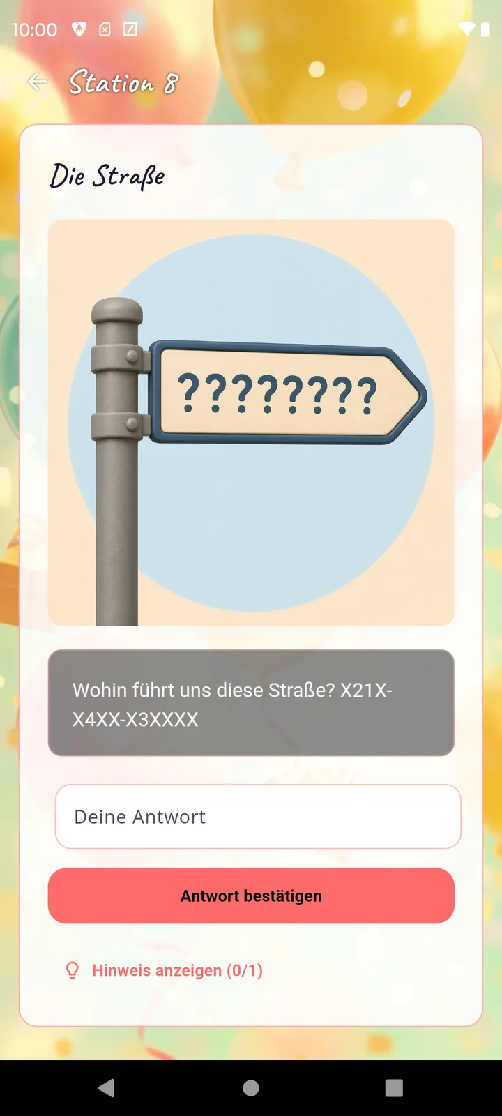 Geburtstagsrätsel Die Straße mit Zahlen-X-Muster