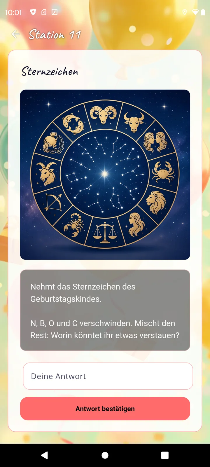 Sternzeichen-Worträtsel im Geburtstagsthema