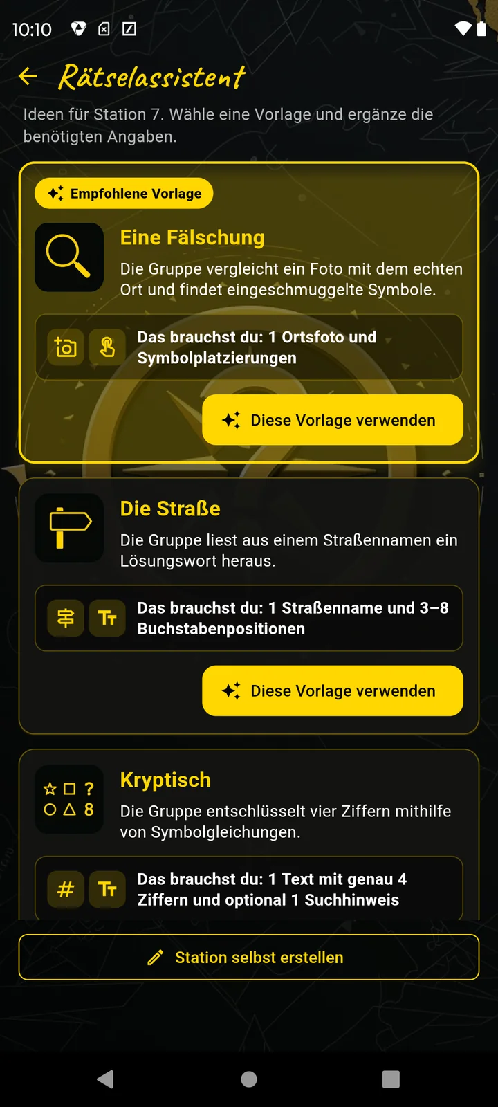 Vorlage Eine Fälschung im Rätselassistenten