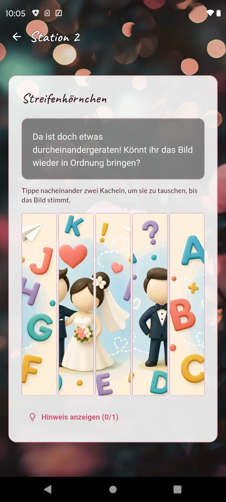 JGA-Foto als Rätsel mit fünf vertauschten Bildstreifen