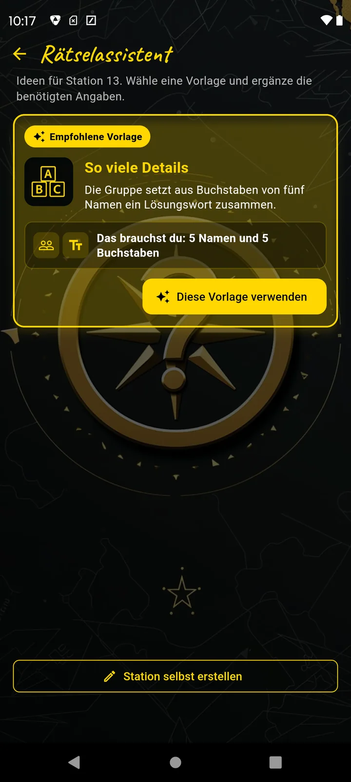 Letzte JGA-Vorlage So viele Details im Rätselassistenten