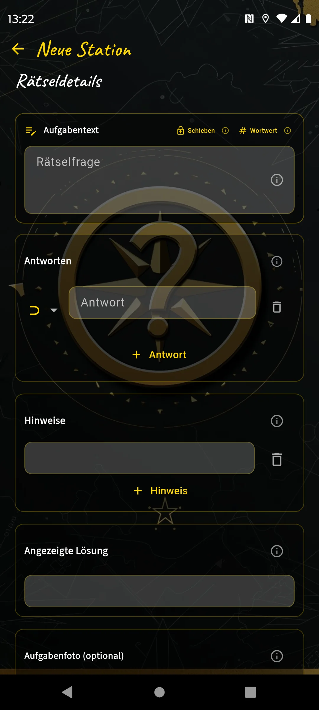 Aufgabe mit Antworten im Editor