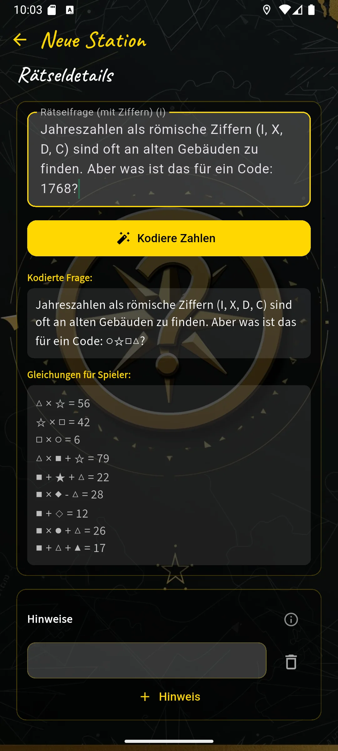 Ziffern als Symbole im Editor
