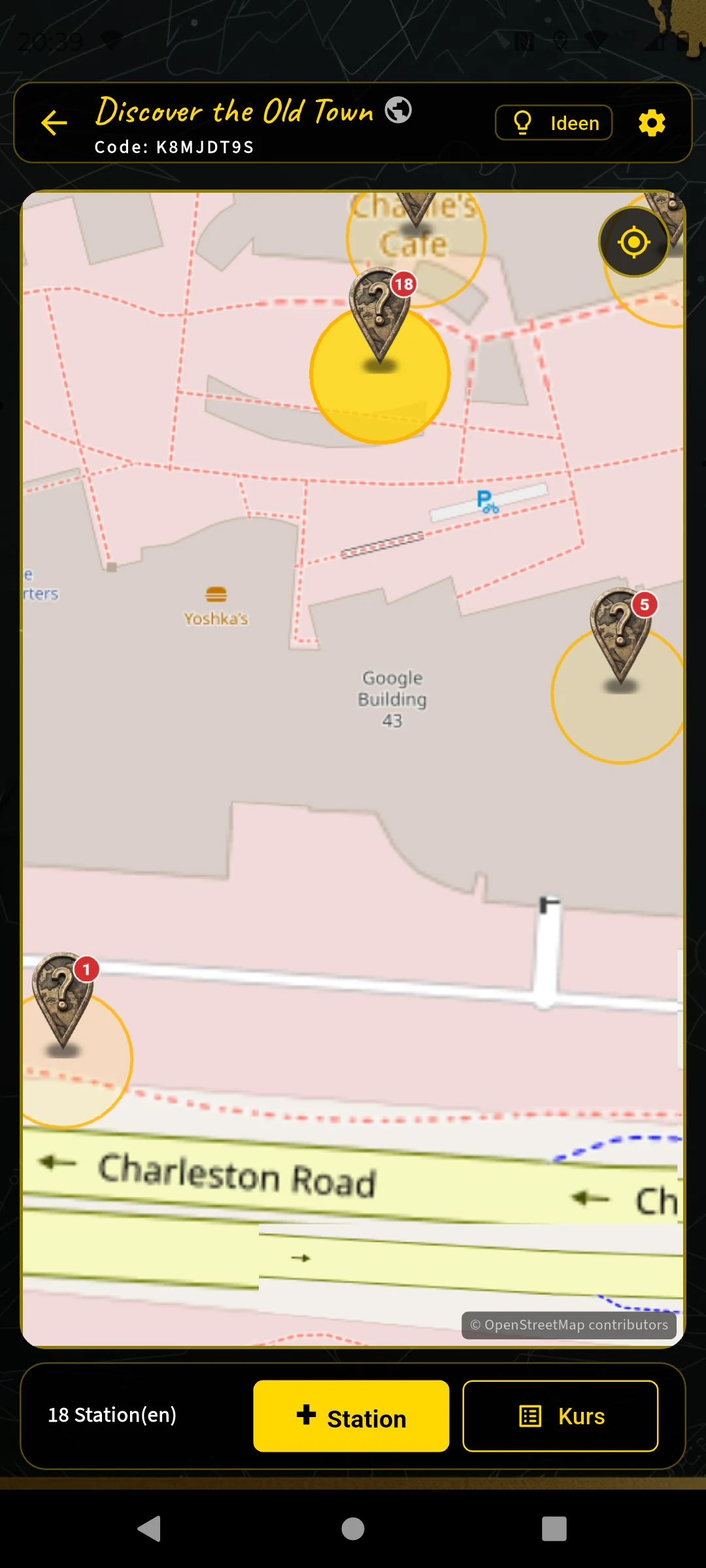 Map with one placed station