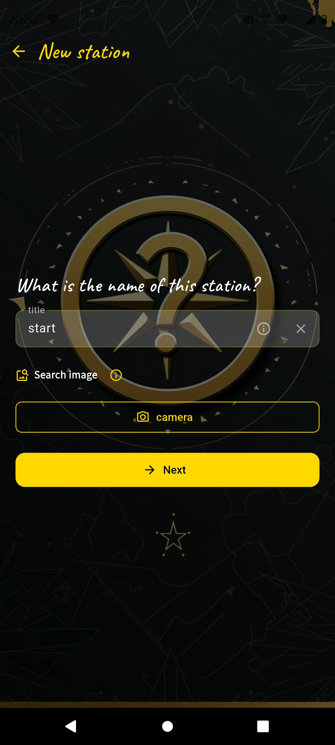 New station — title and search image
