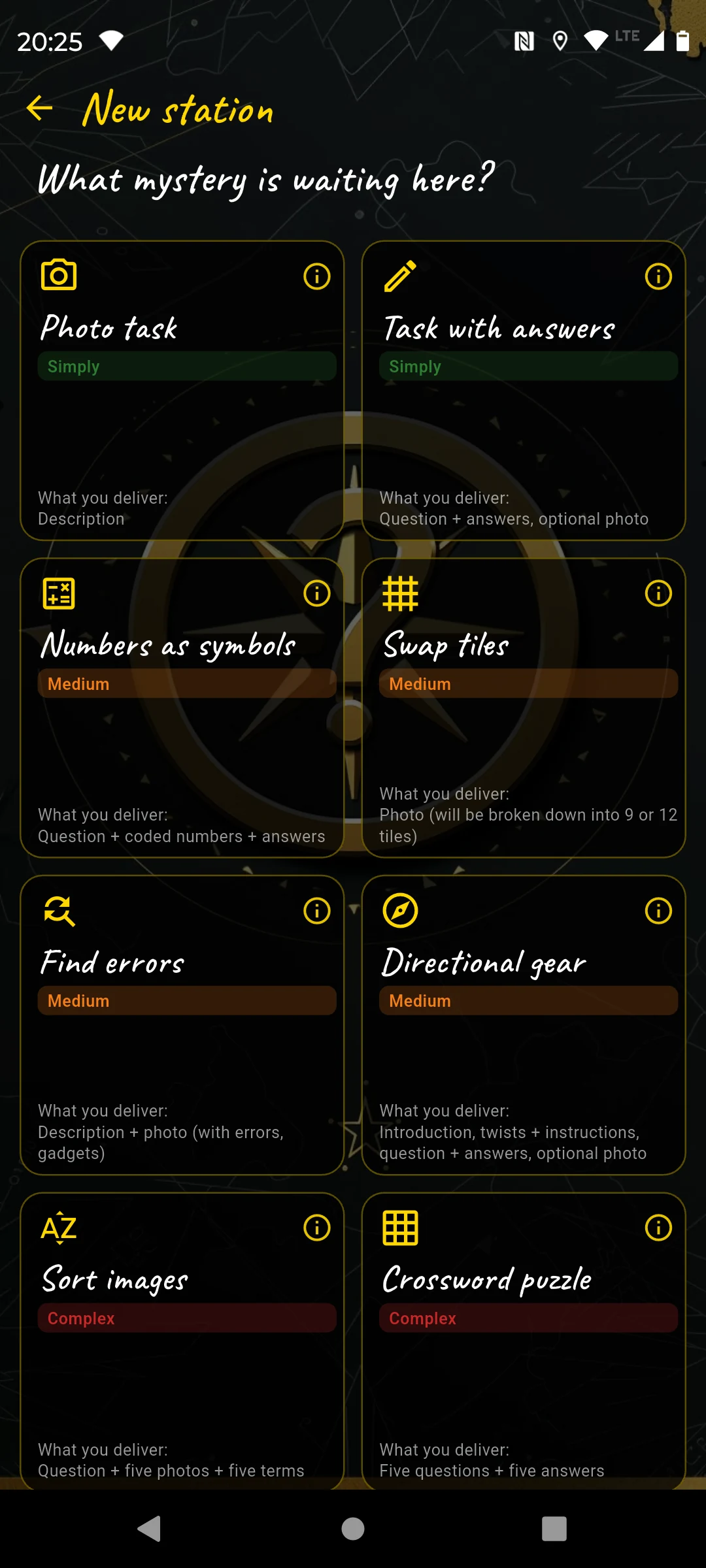 Puzzle type selection
