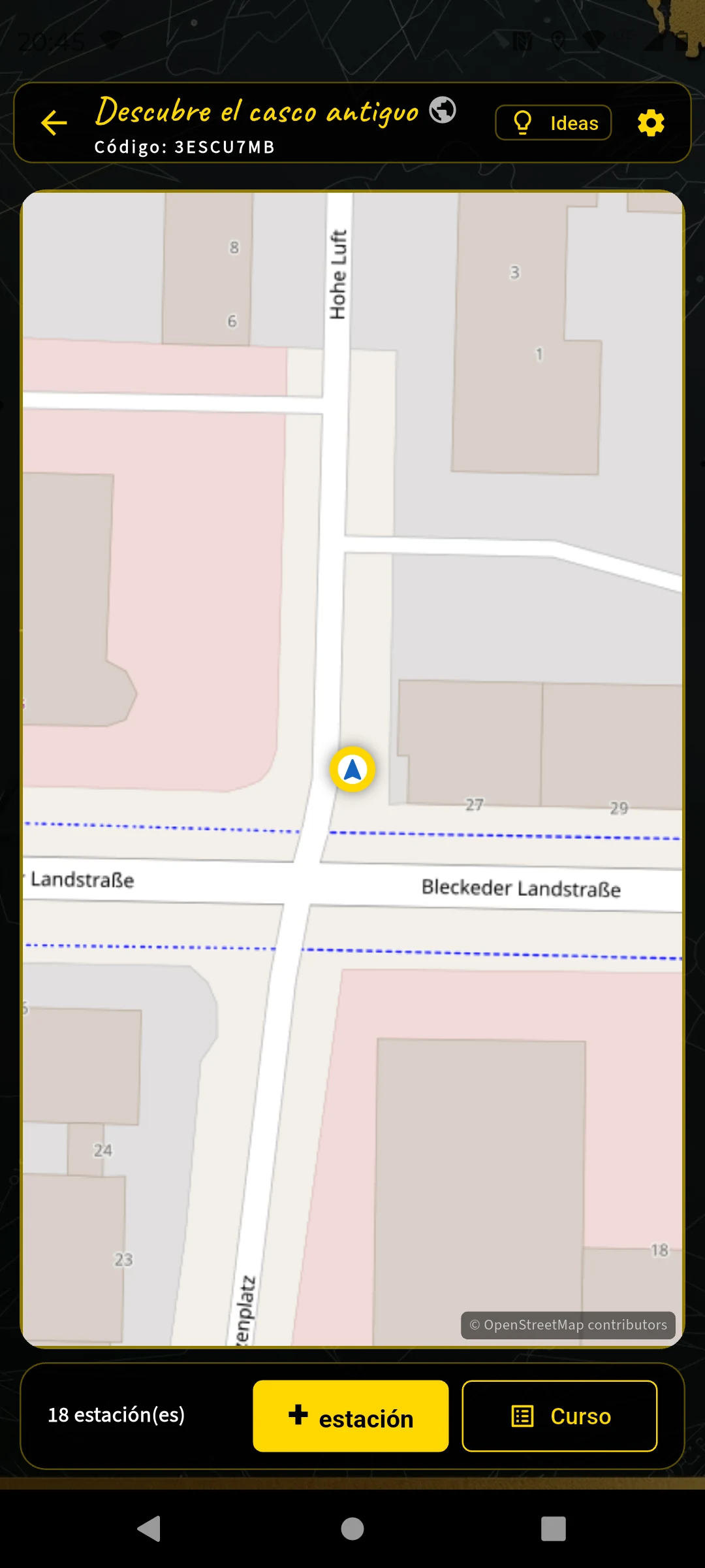 Mapa con una estación colocada
