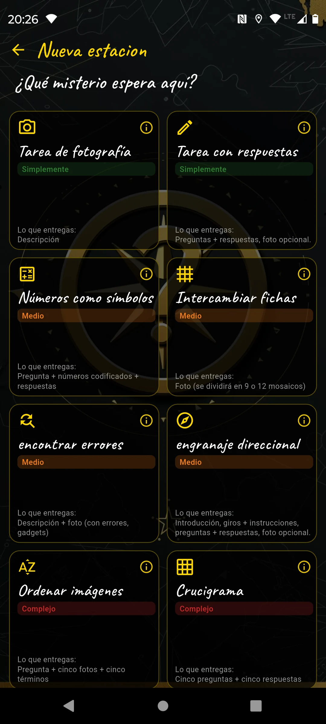 Selección del tipo de acertijo