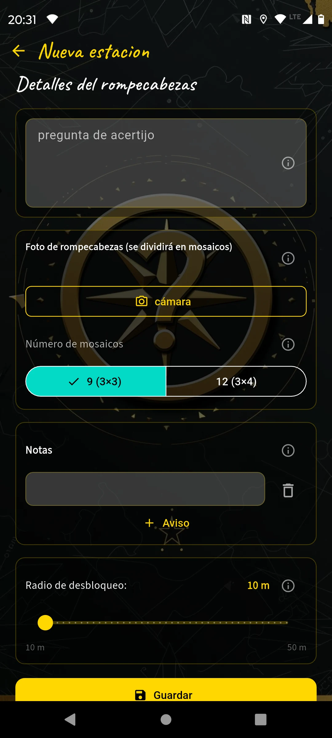 Ordenar piezas — Editor
