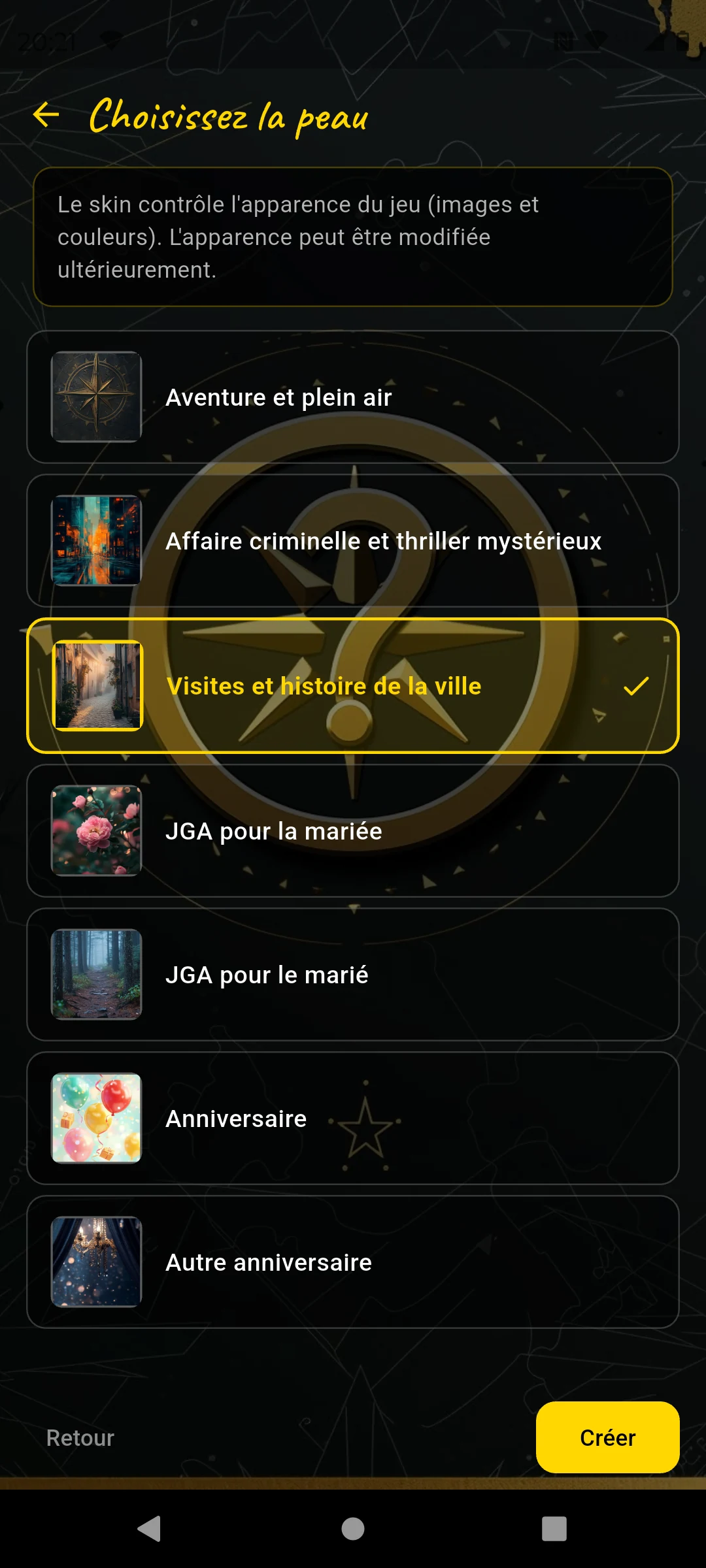 Choisir l'apparence — 7 thèmes disponibles