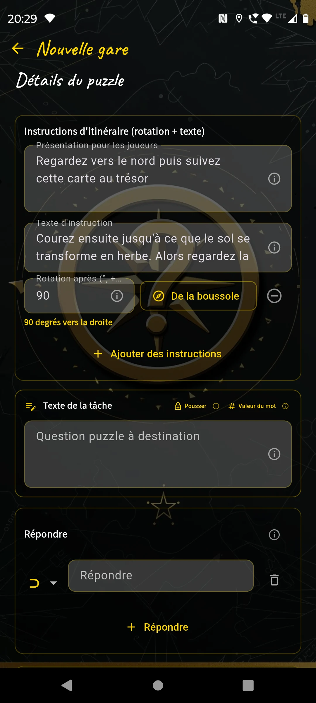 Parcours directionnel — Éditeur
