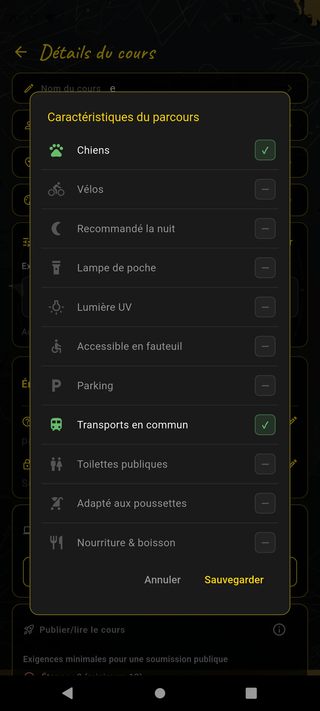 Caractéristiques du parcours
