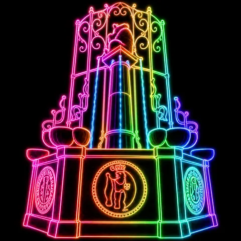 Nikolaikirche als farbige Neonillustration