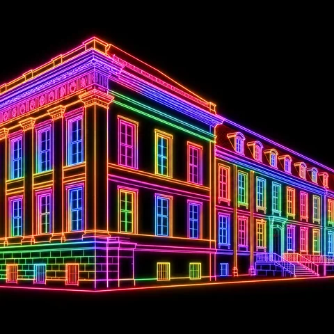 Prinzessinnenpalais as a colourful neon illustration